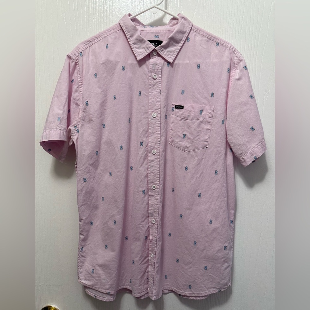 O'Neill Tame Dobby Pink Casual Button Down Shirt Size Medium